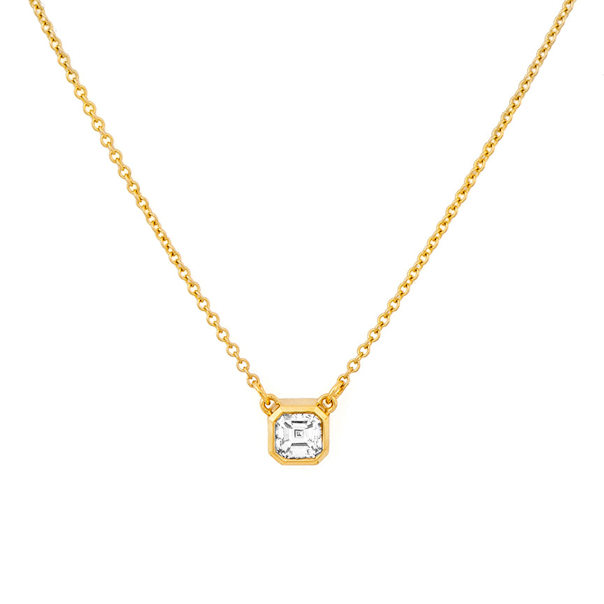 Asscher Diamond Bezel Pendant